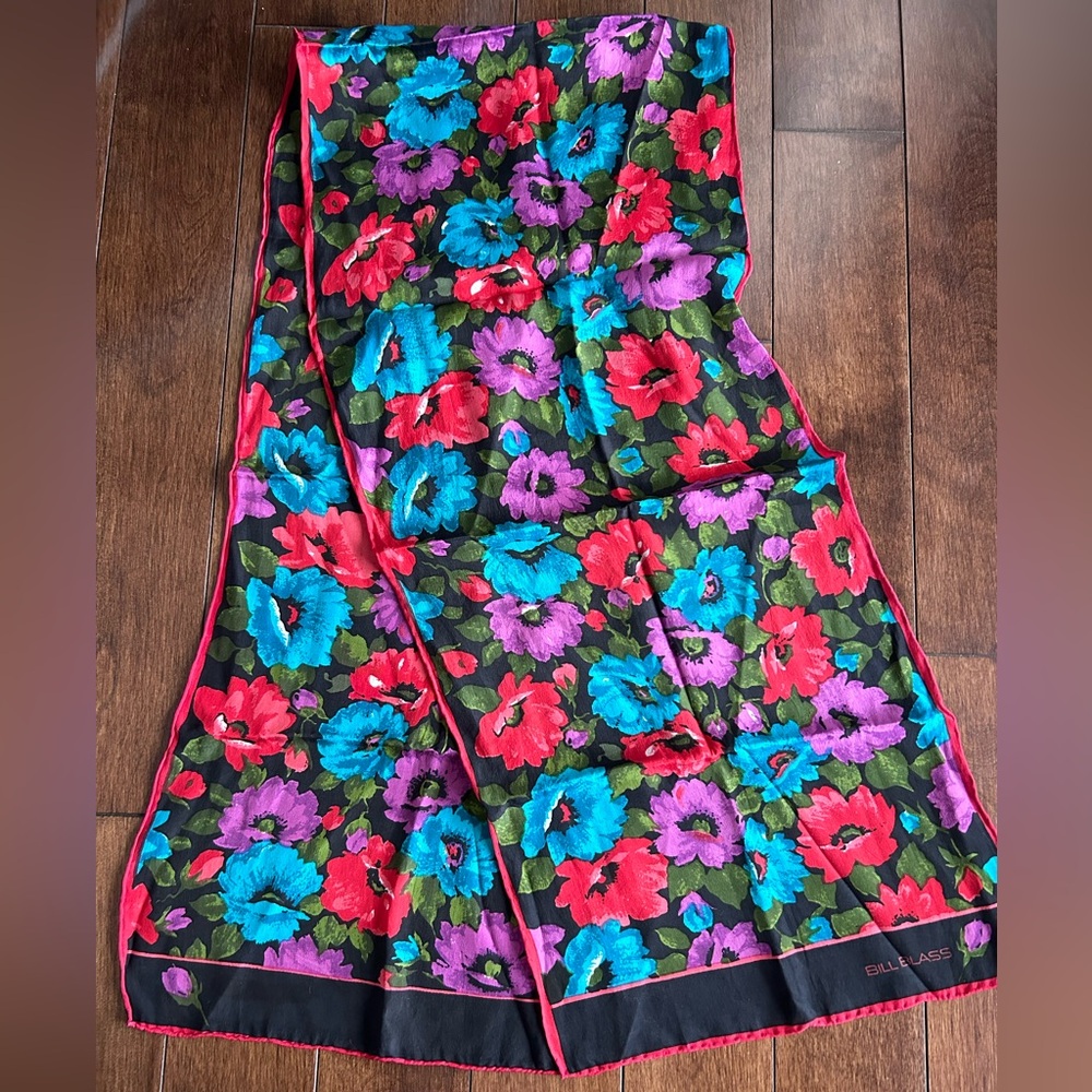 Vintage Bill Blass Poppy Scarf 52”